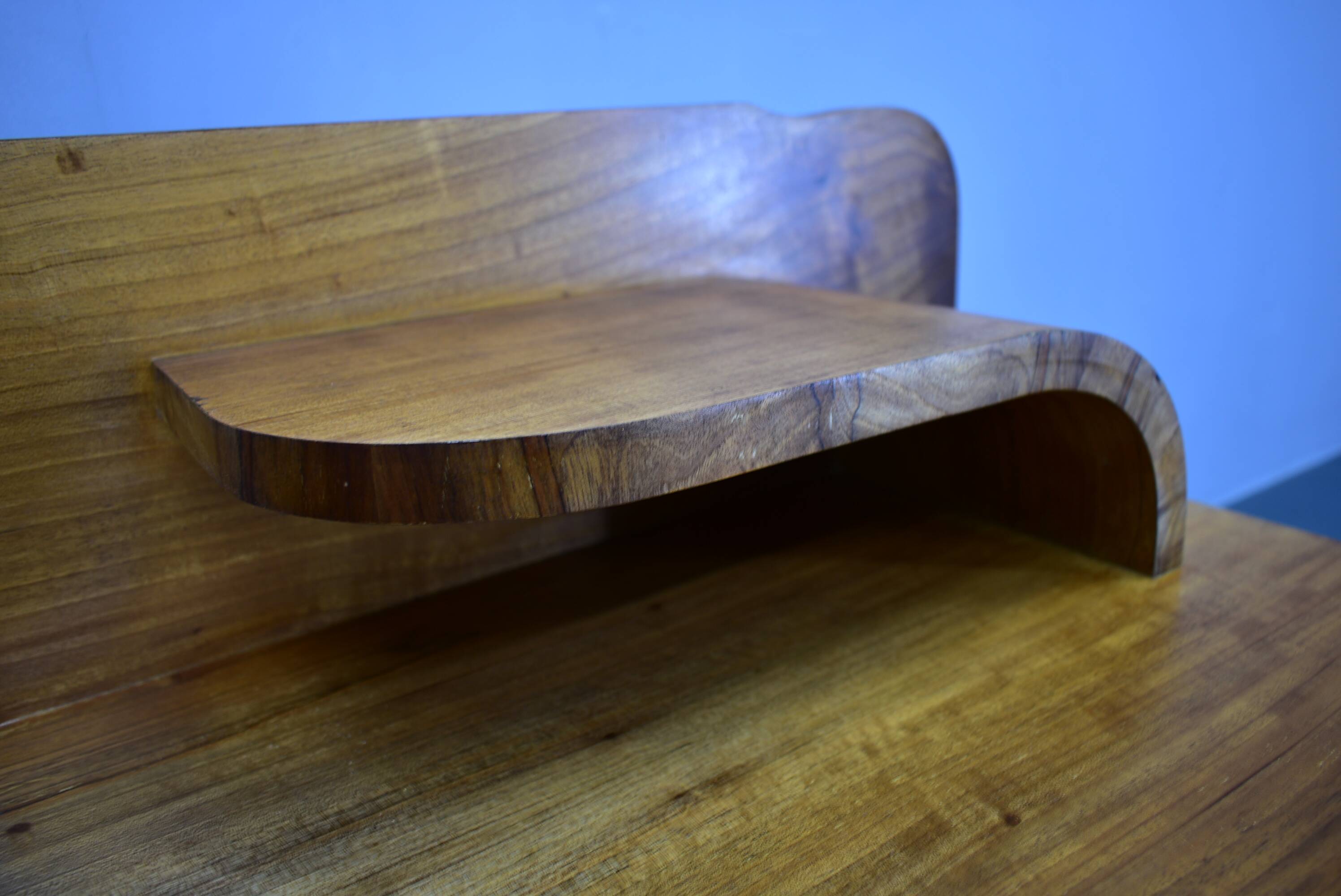 1930s Art Deco nightstands in walnut finish, Czechoslovakia