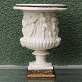 Pair of Medicis Borghese vases in porcelain biscuit and brass.