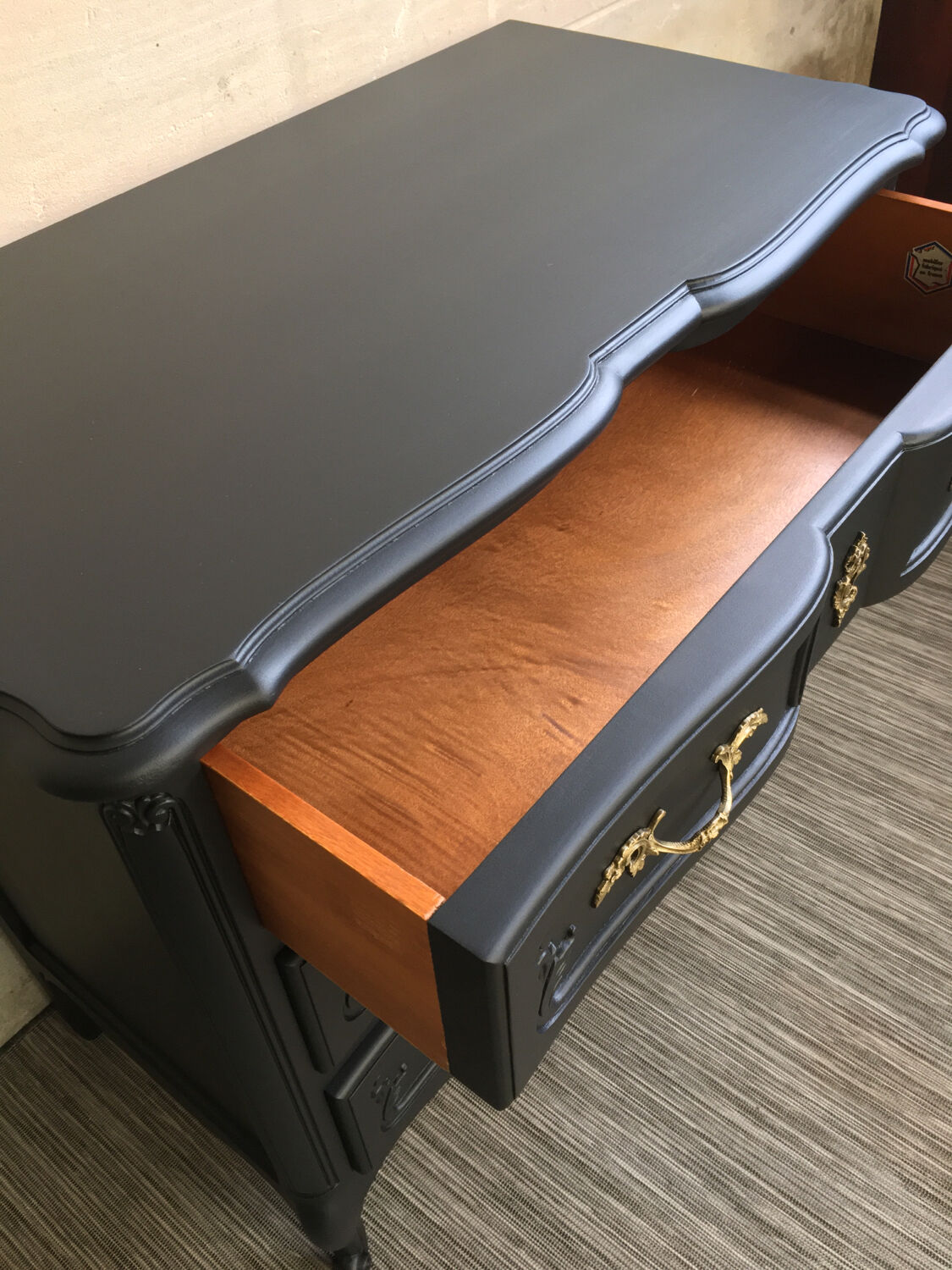 Revamped vintage black chest of drawers