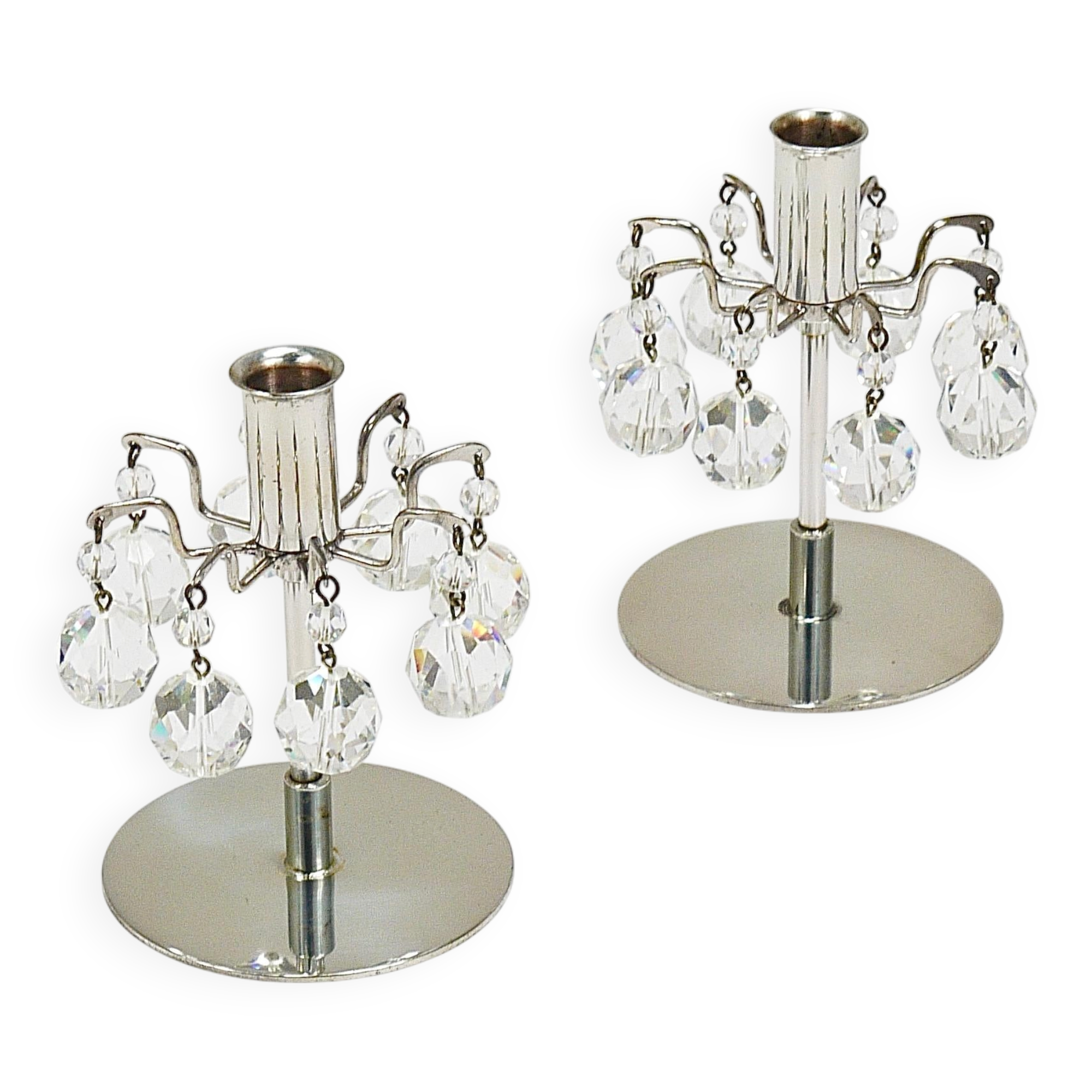 Pair of candlesticks "Lights of Vienna" J.L. Lobmeyr, faceted Swarovski crystals