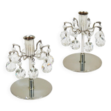 Pair of candlesticks "Lights of Vienna" J.L. Lobmeyr, faceted Swarovski crystals
