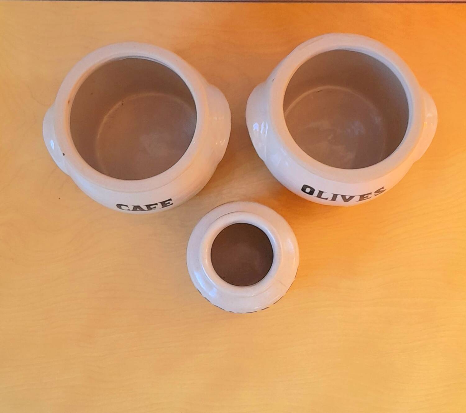 Set of 70s stoneware condiment pots