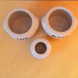 Set of 70s stoneware condiment pots