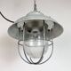Grey Industrial Aluminium Cage Pendant Lamp with Frosted Glass, 1970s