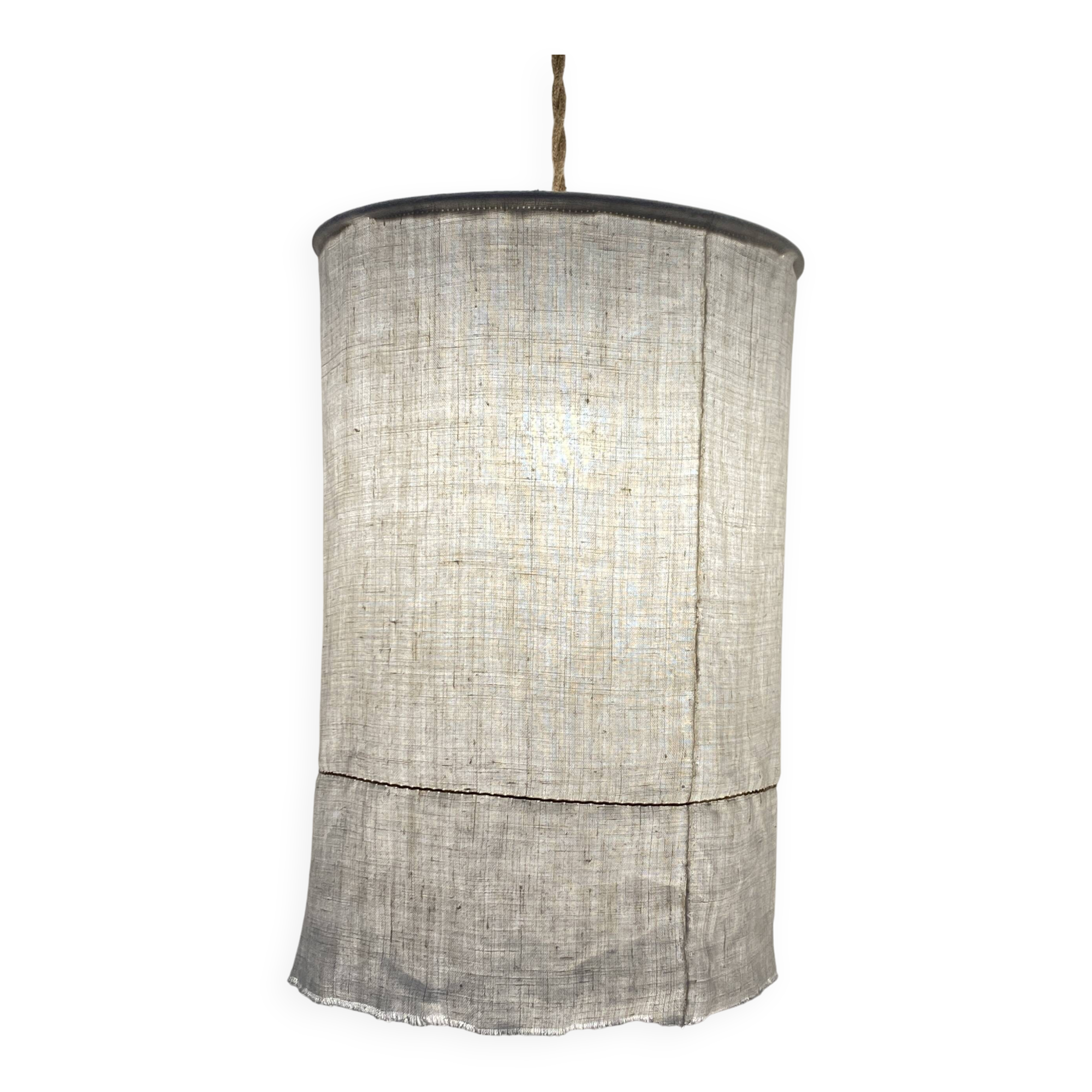 Old linen fabric lampshade suspension