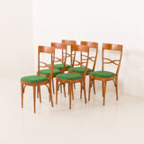 Italian mid-century chairs in walnut and wool