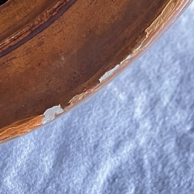 Witch's mirror with wood frame and curved ice