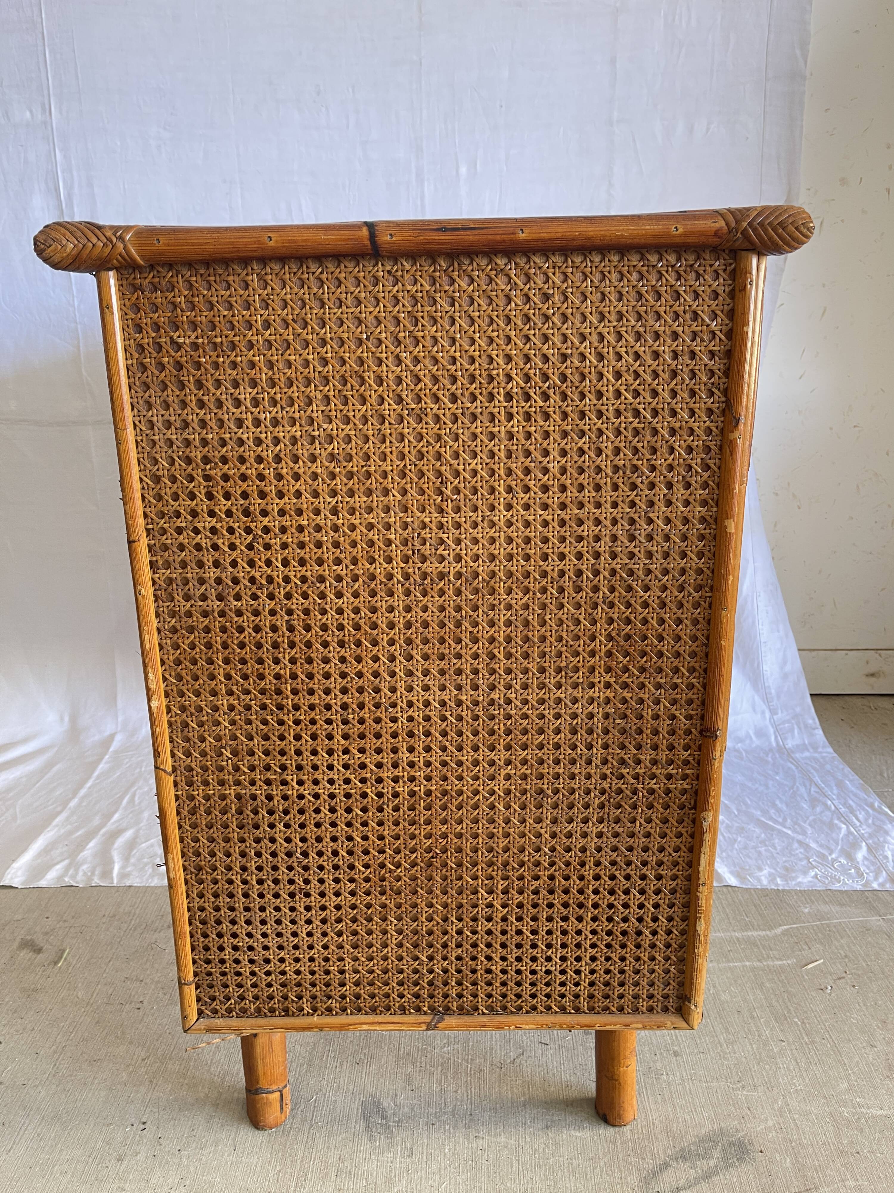 Commode  vintage en rotin et cannage