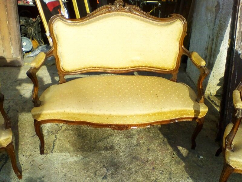 Salon complet Louis XV  époque 1930 en noyer