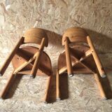 Pair of solid pine chairs by Rainer Daumiller, Germany 1960