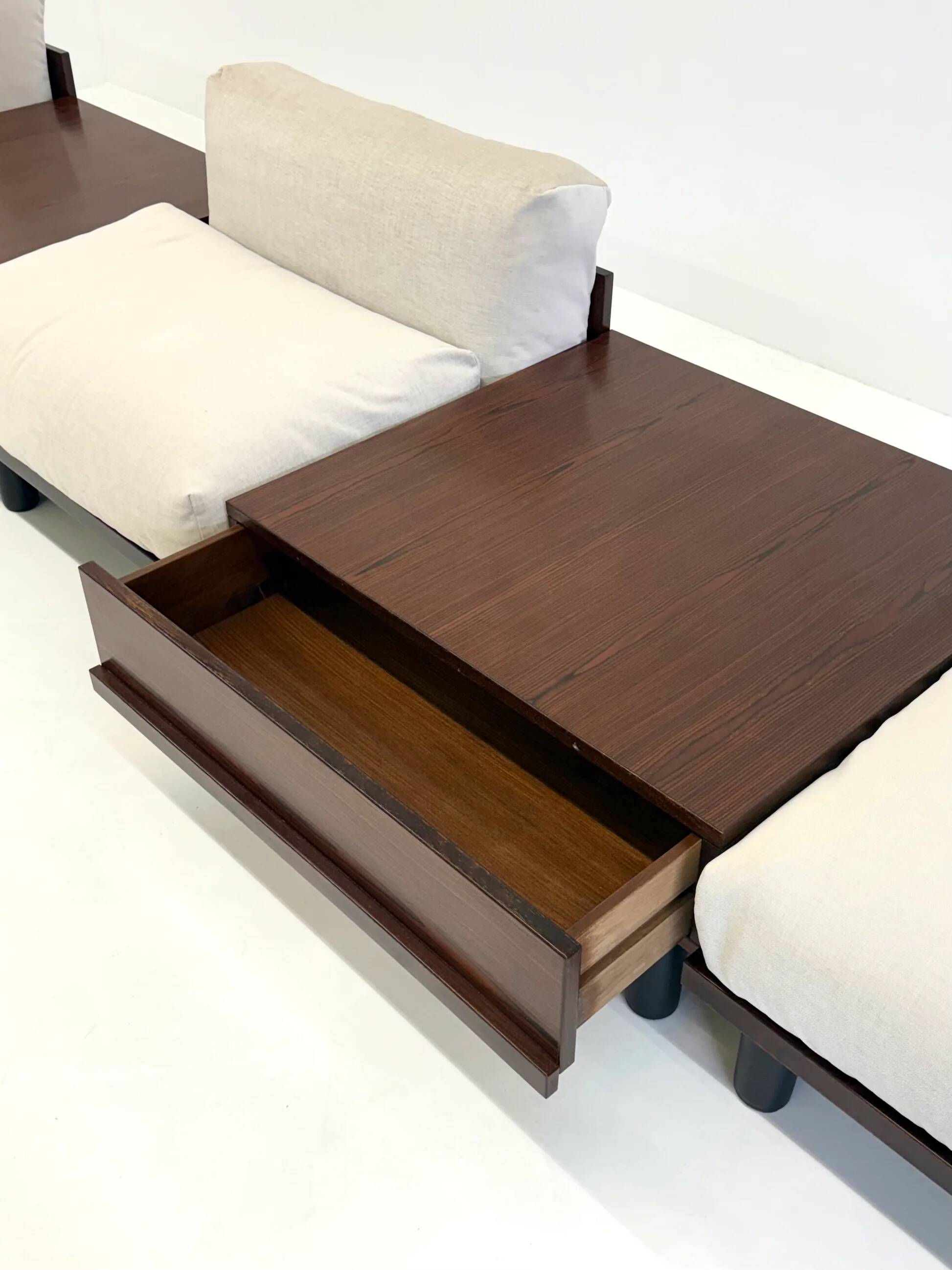 Italian modular sofa with coffee table set in Japandi style