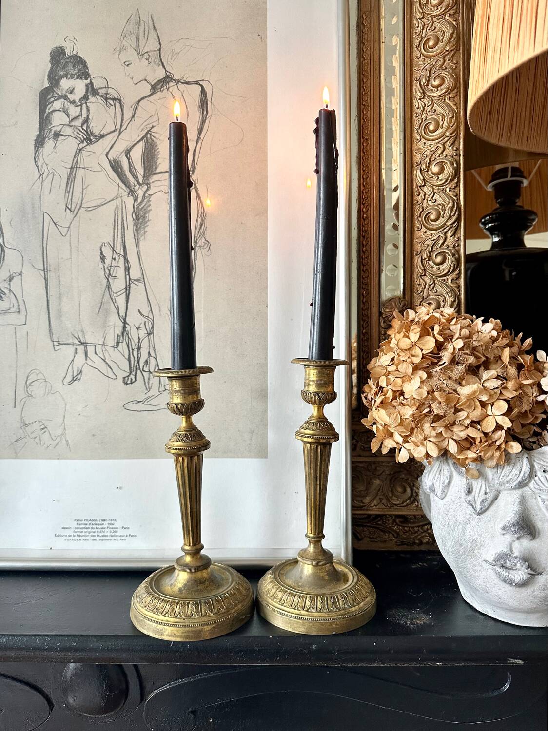 Pair of bronze candlesticks
