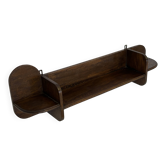 Vintage wooden wall shelve rack bookshelf in dark oak wood minimalist