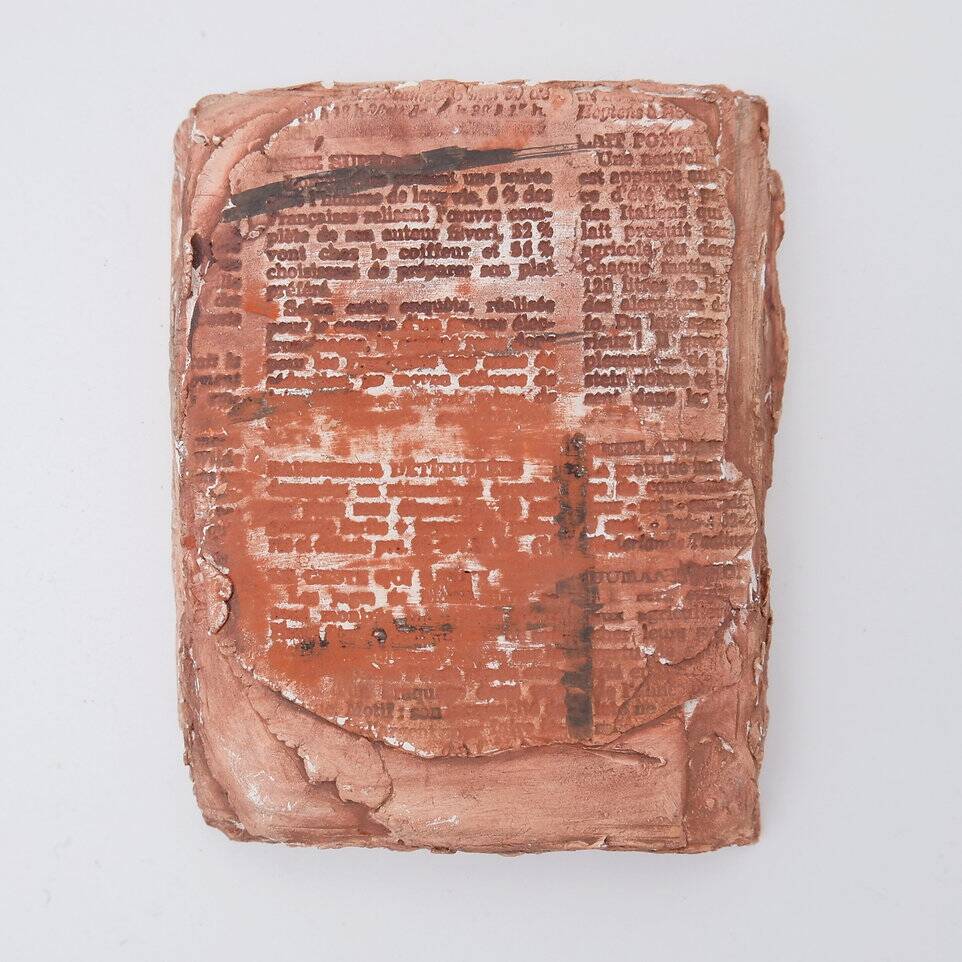 Set of 3 terracotta Books "Fond d'Atelier" N.Lebrun - Belgium 1980s