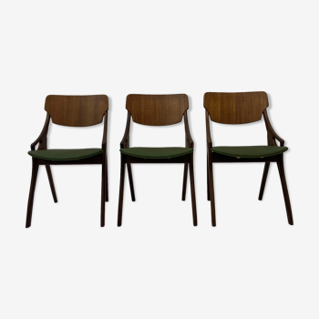 Set de 3 chaises de salle à manger danoises Arne Hovmand Olsen 1950