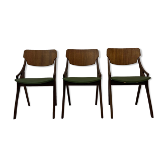 Set of 3 Danish dining chairs Arne Hovmand Olsen 1950