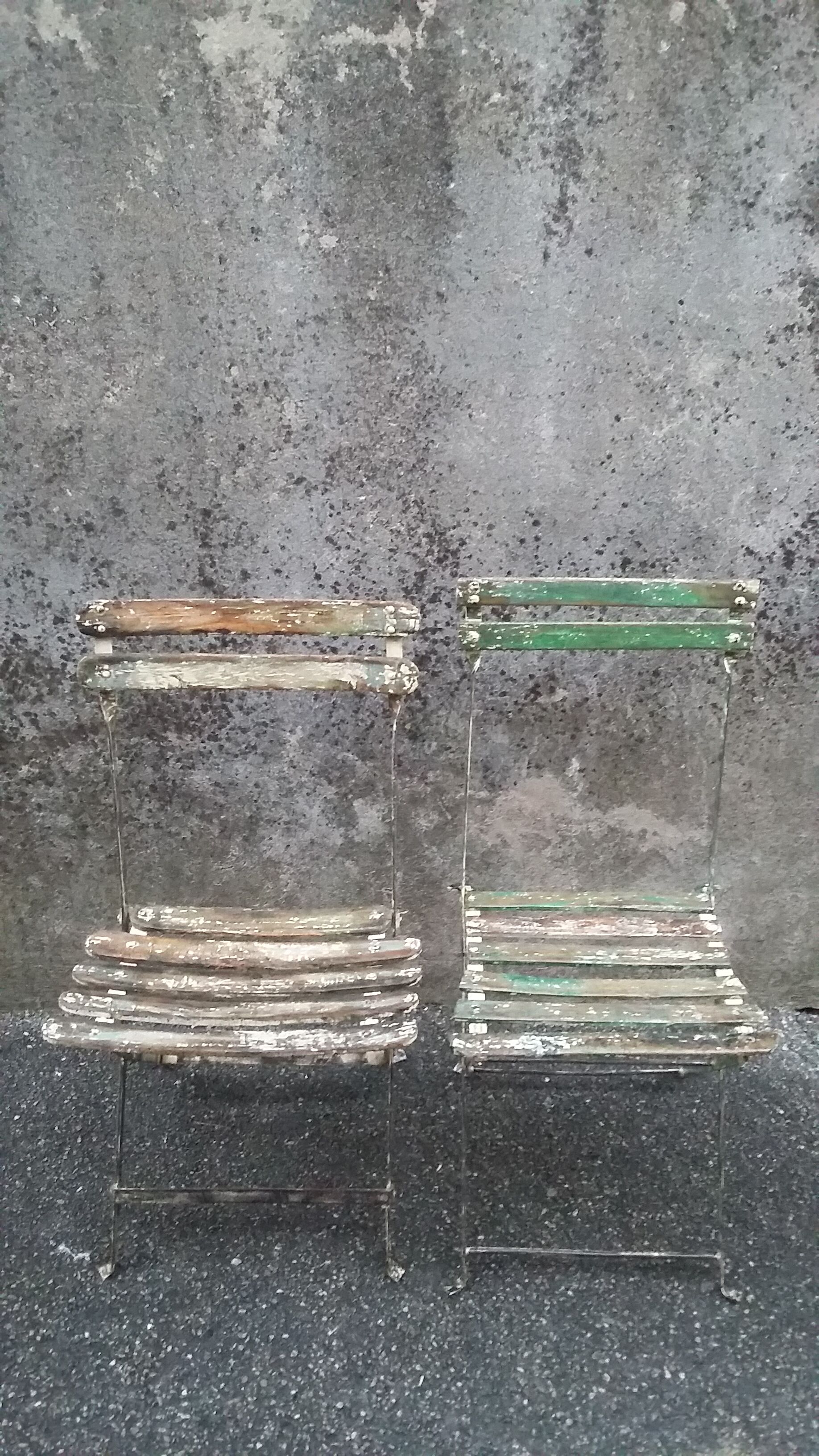 2 folding bistro / garden chairs fermob 1950