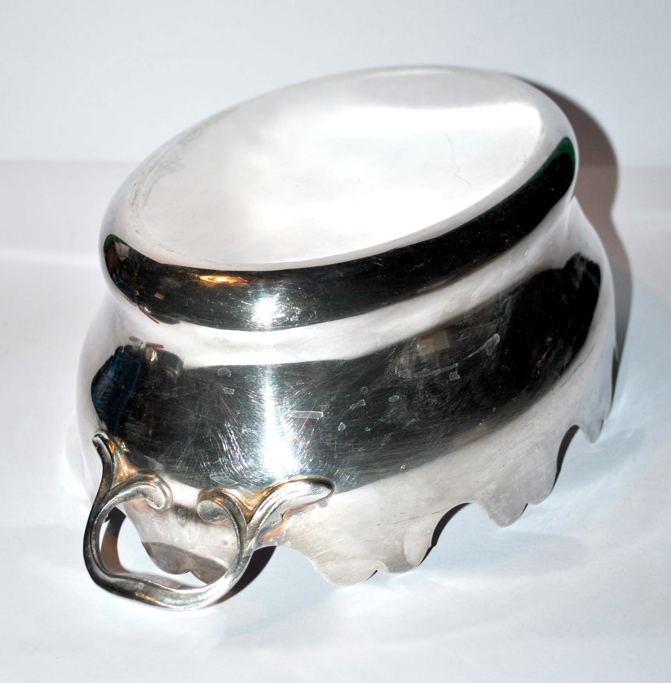 Antique glass cooler in silver metal - corbeille verrière à glace