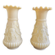 Pair of vintage Vierzon beige opaline vases