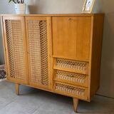 Vintage wicker high sideboard