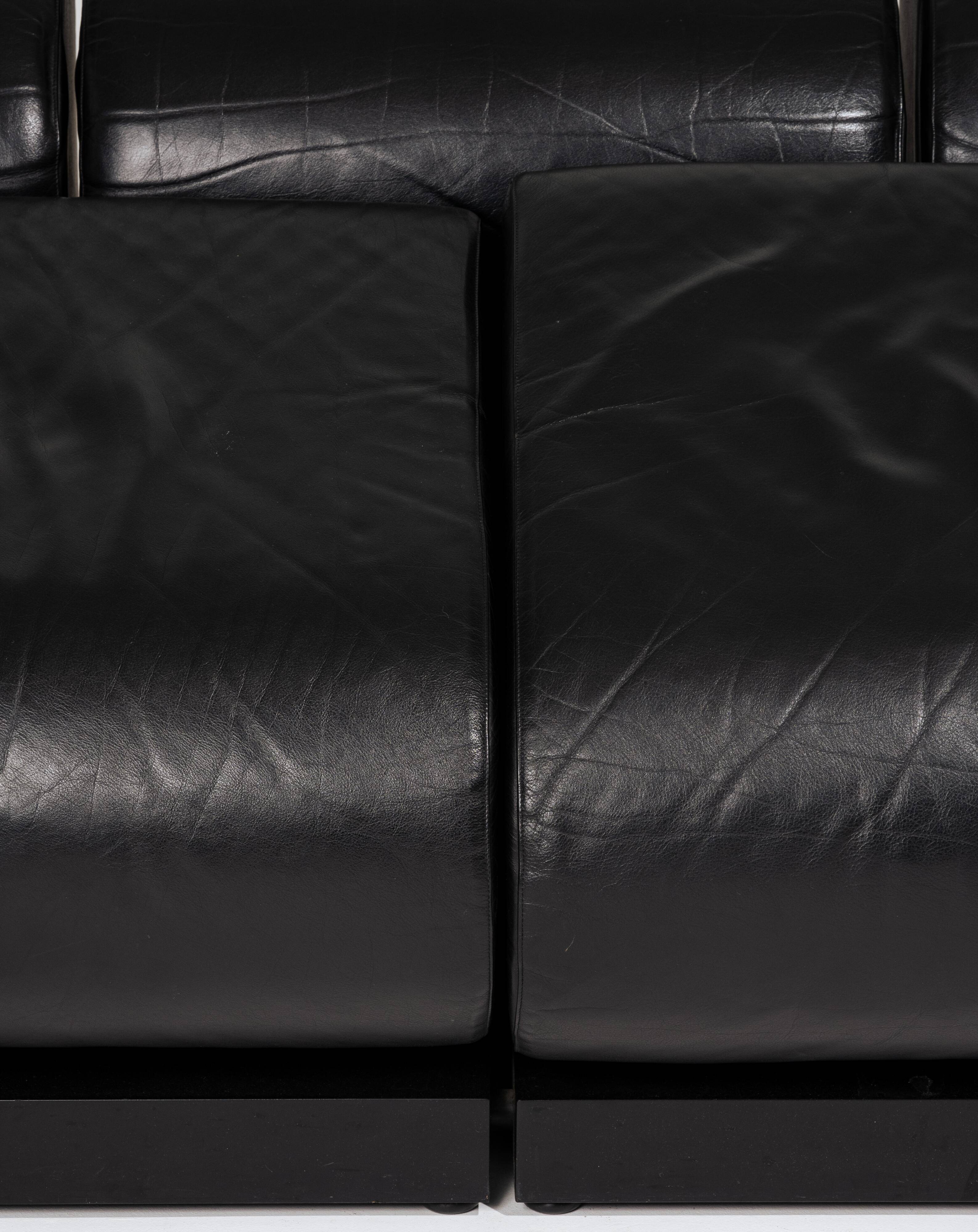 Obliqua two-seater leather sofa, Mario Botta, 1980s