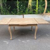 Extendable Louis XV dining table in solid oak wood and marquetry 200cm