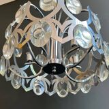 Lustre design en chrome et cristaux de Angelo Gaetano Sciolari. Vers 1970