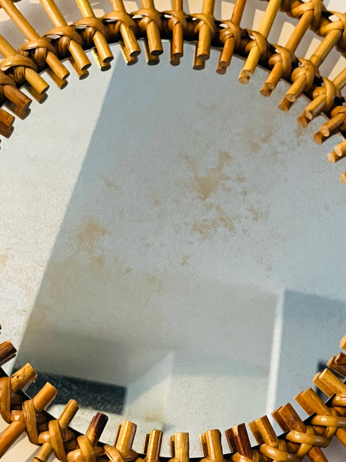 Authentic rattan sun mirror 60s