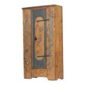 Rustic Farmhouse Primitive Wabi Sabi Folk Art Painted Alpine Bridal Cabinet