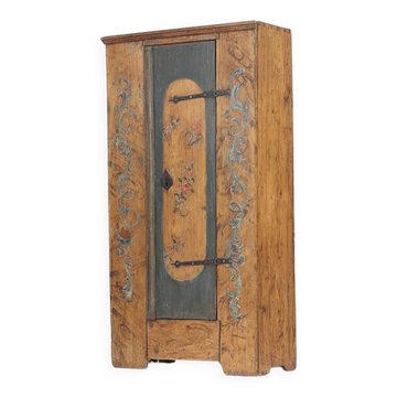 Rustic Farmhouse Primitive Wabi Sabi Folk Art Painted Alpine Bridal Cabinet