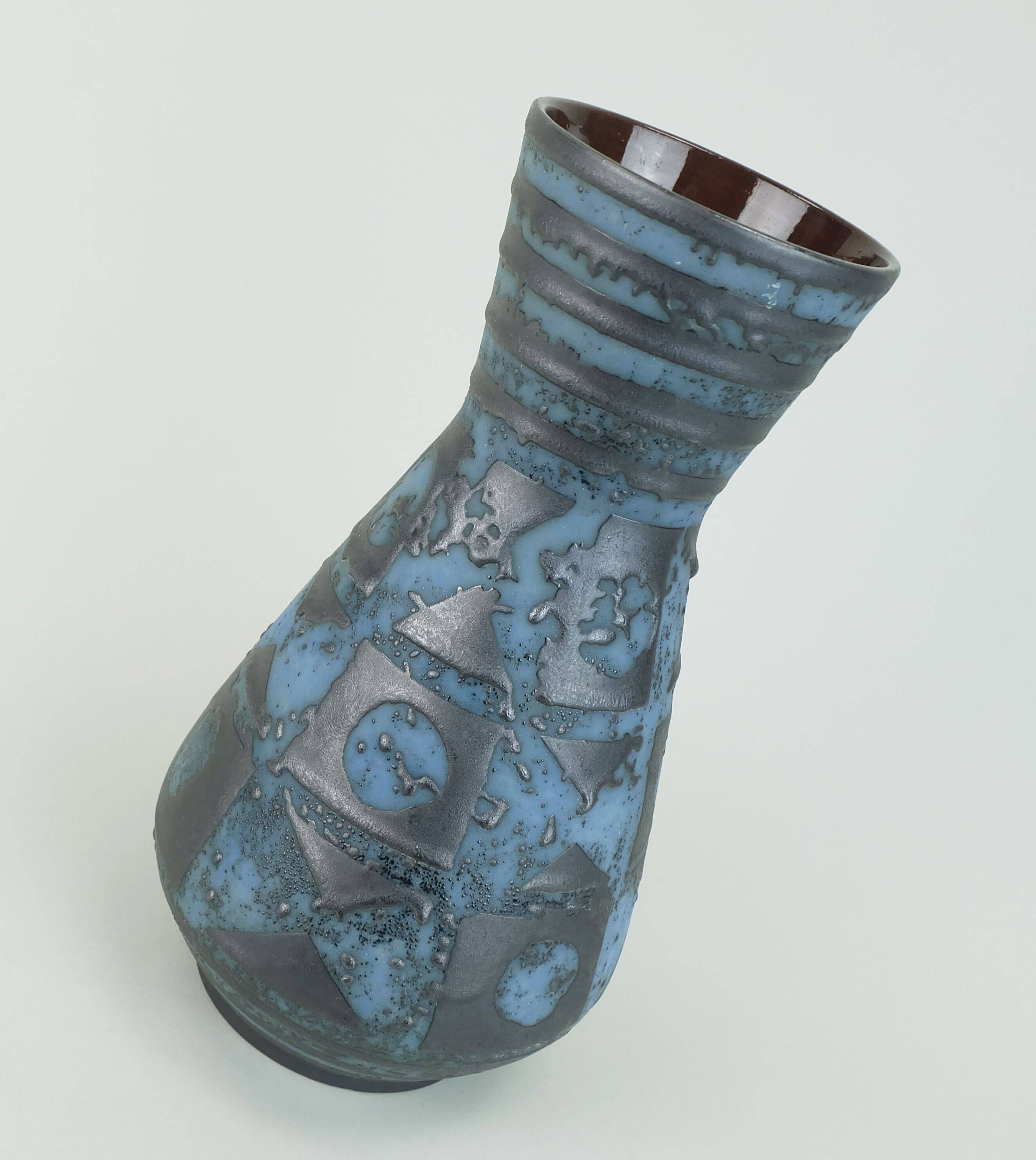 Carstens vase decor ankara blue gray metallic glaze no. 1218-29 1960s