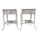 Pair of vintage 1970s rattan bedside tables