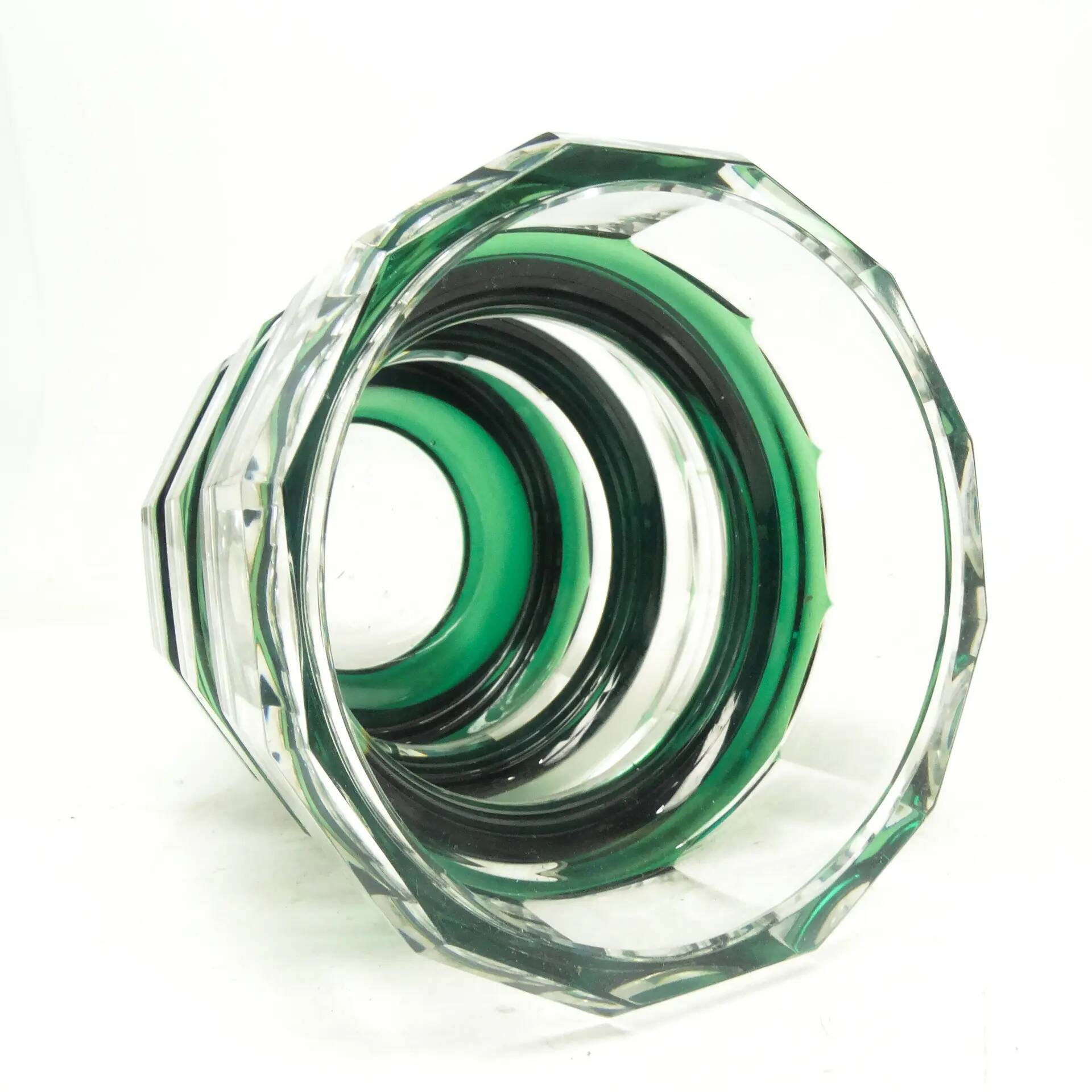 Postmodernist vase, green crystal glass, Germany, 1960s