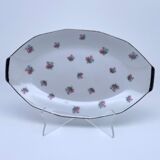 Porcelain serving dishes with small flowers and silver edging and