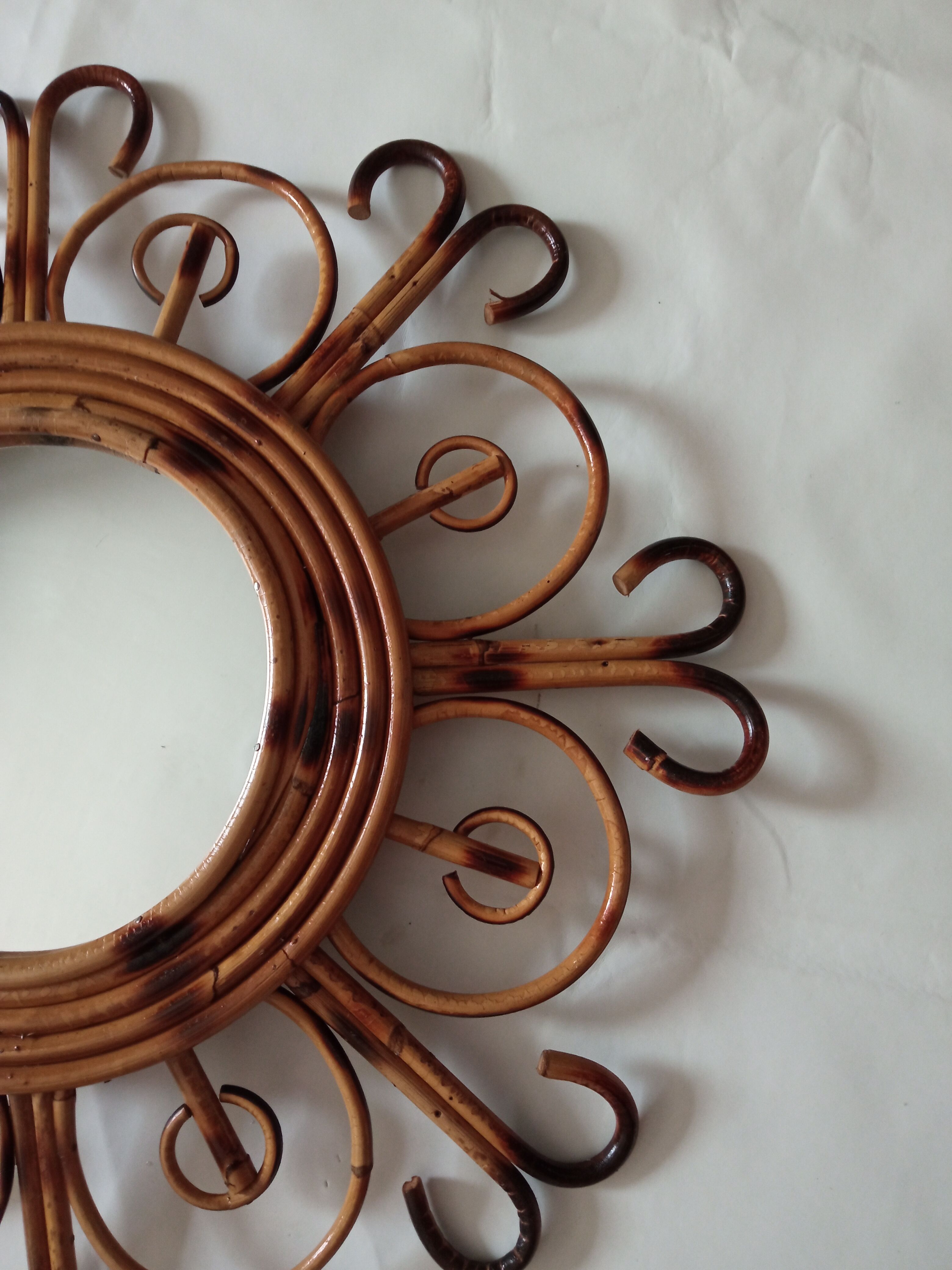 Vintage bamboo mirror 55cm