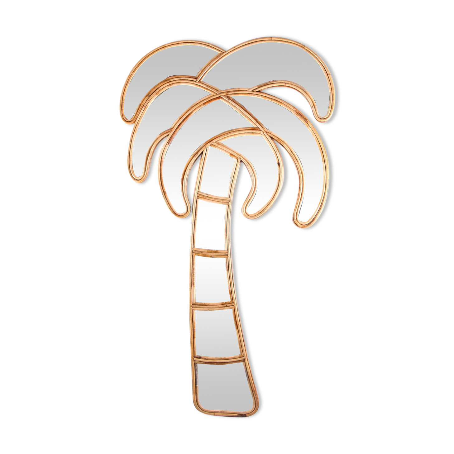 Large rattan palm mirror