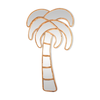 Large rattan palm mirror