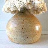 Sandstone lamp with a macrame Lampshade, Jean Migeon