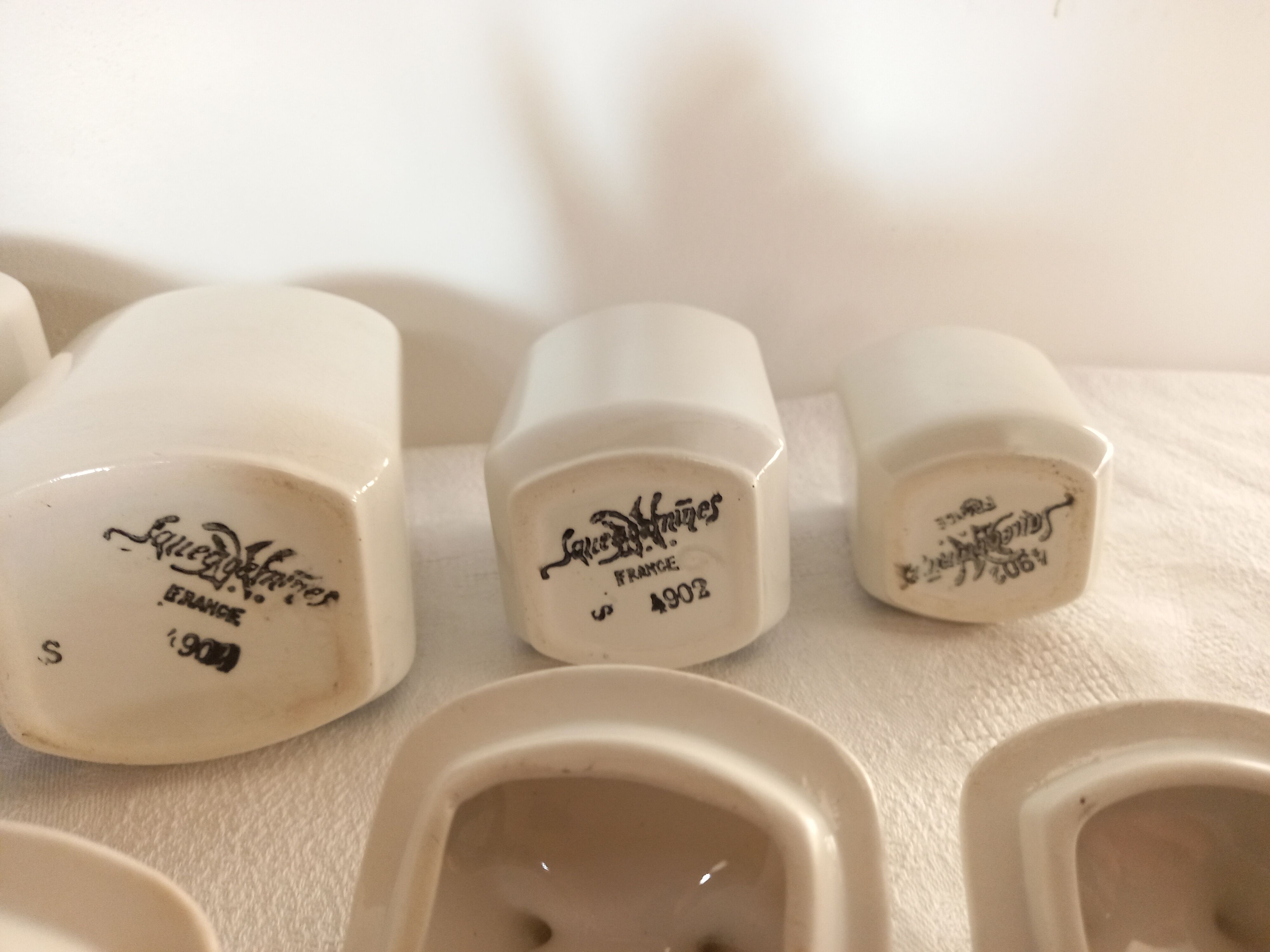Series of 6 Sarreguemines spice jars