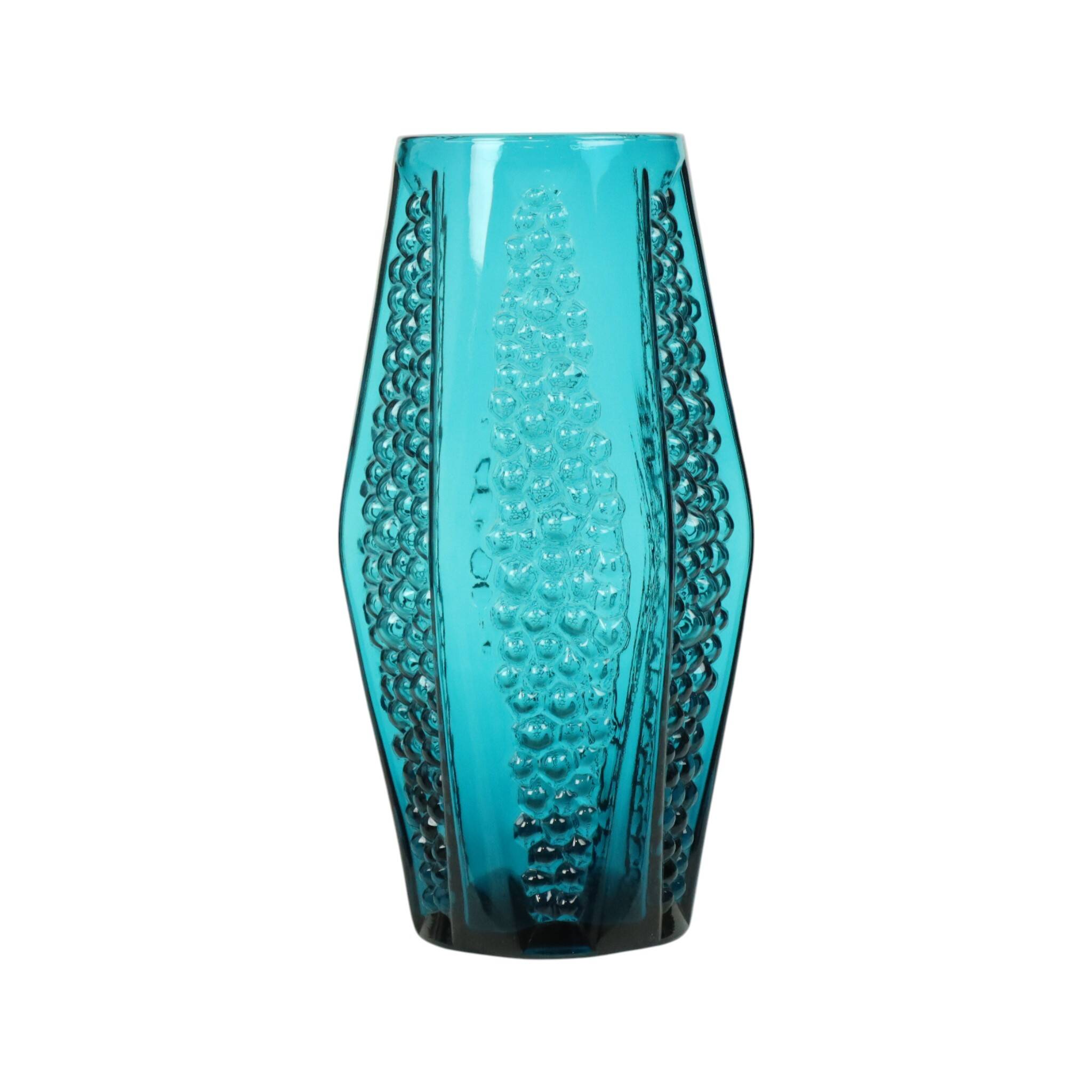 Vase à bulles vintage design bleu Stolle Nieman 1970