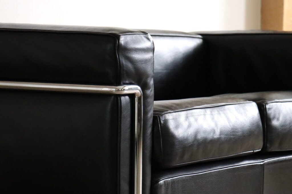 Vintage Cassina LC2 two seater sofa by Charlotte Perriand and Le Corbusier