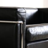 Vintage Cassina LC2 two seater sofa by Charlotte Perriand and Le Corbusier