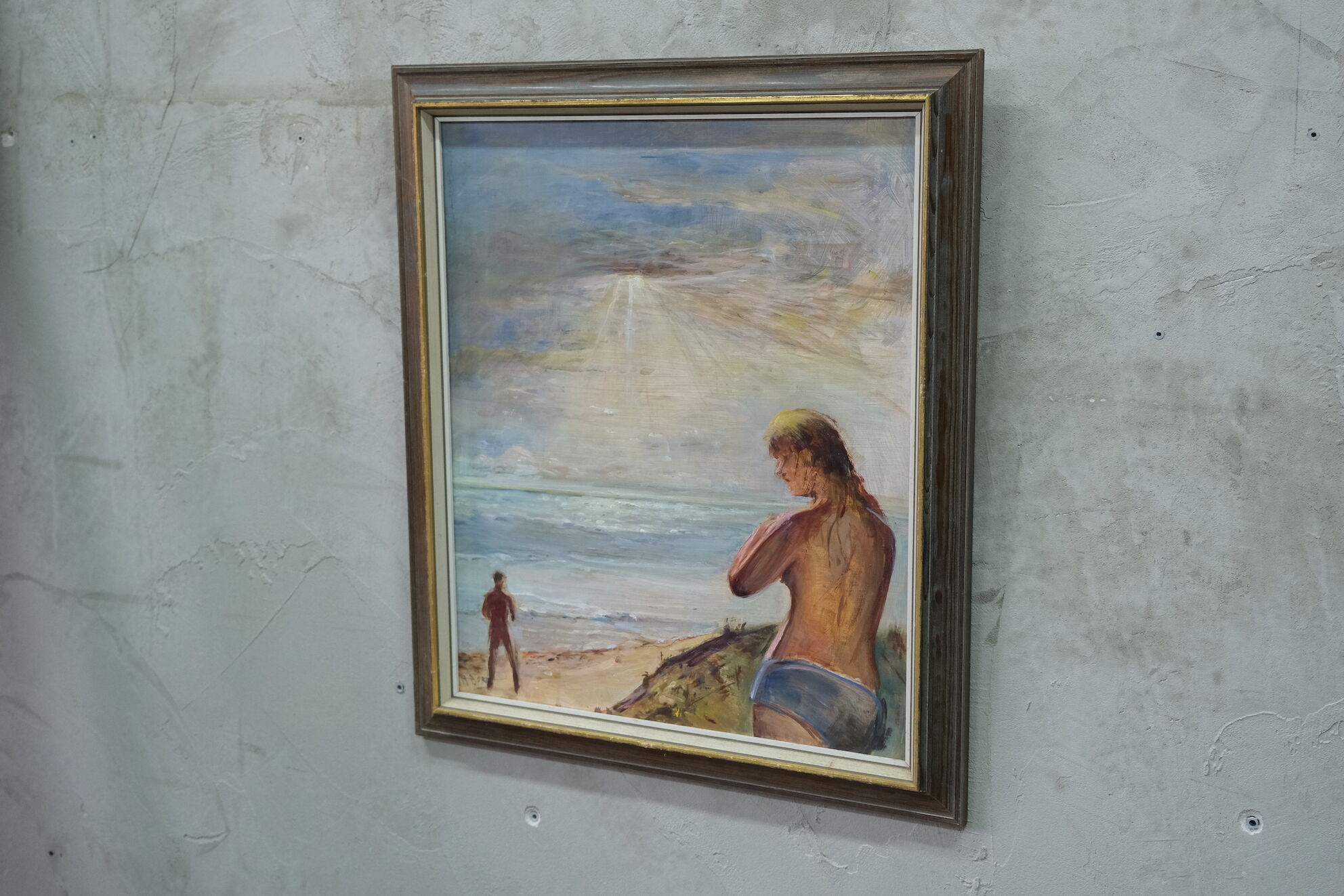Modernist oil on panel, signed, framed, 1970