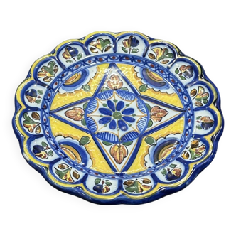 Assiette Vintage en Faïence Hispano-Mauresque – Motif Géométriq