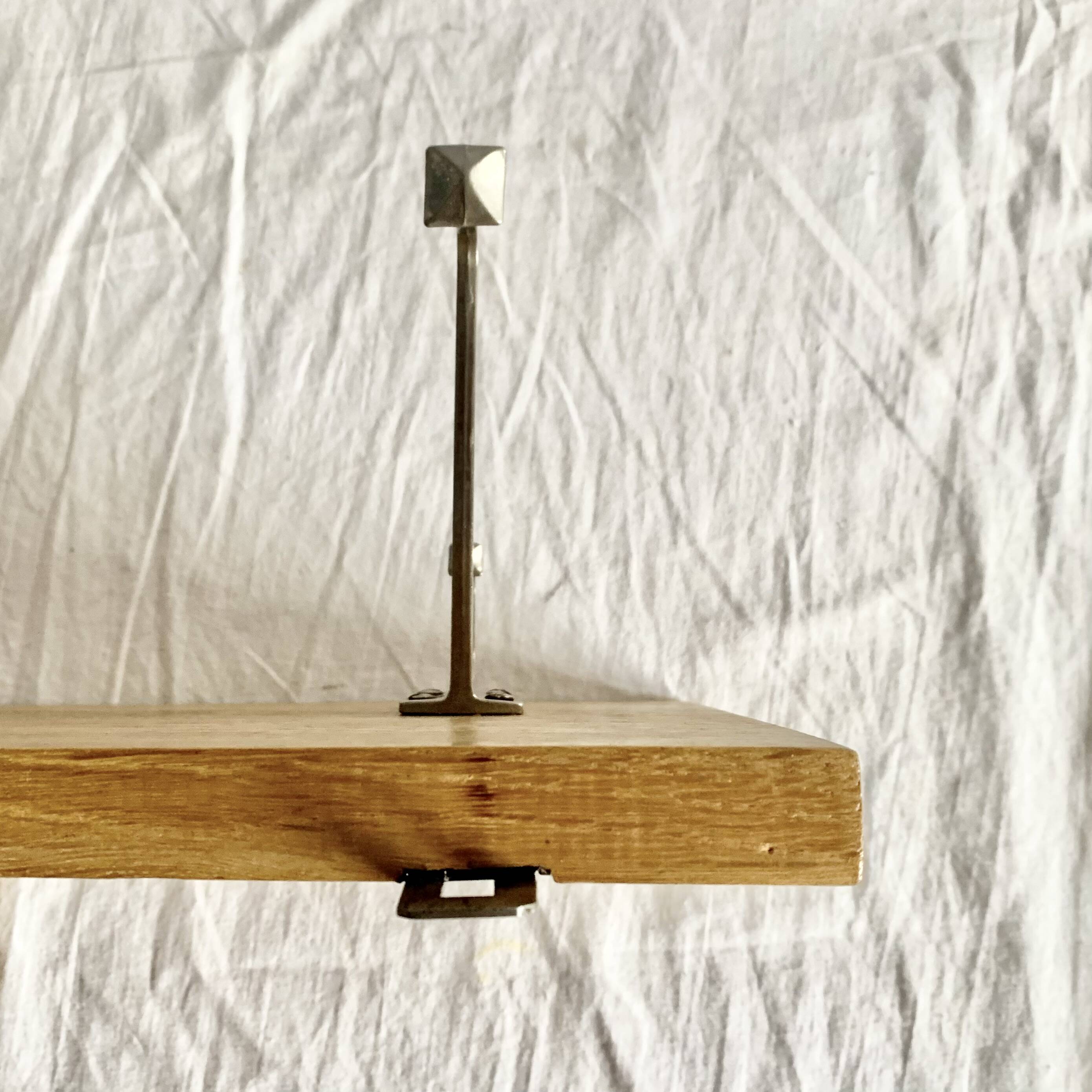 Vintage solid wood wall coat rack - 5 chrome-plated cast aluminum hooks