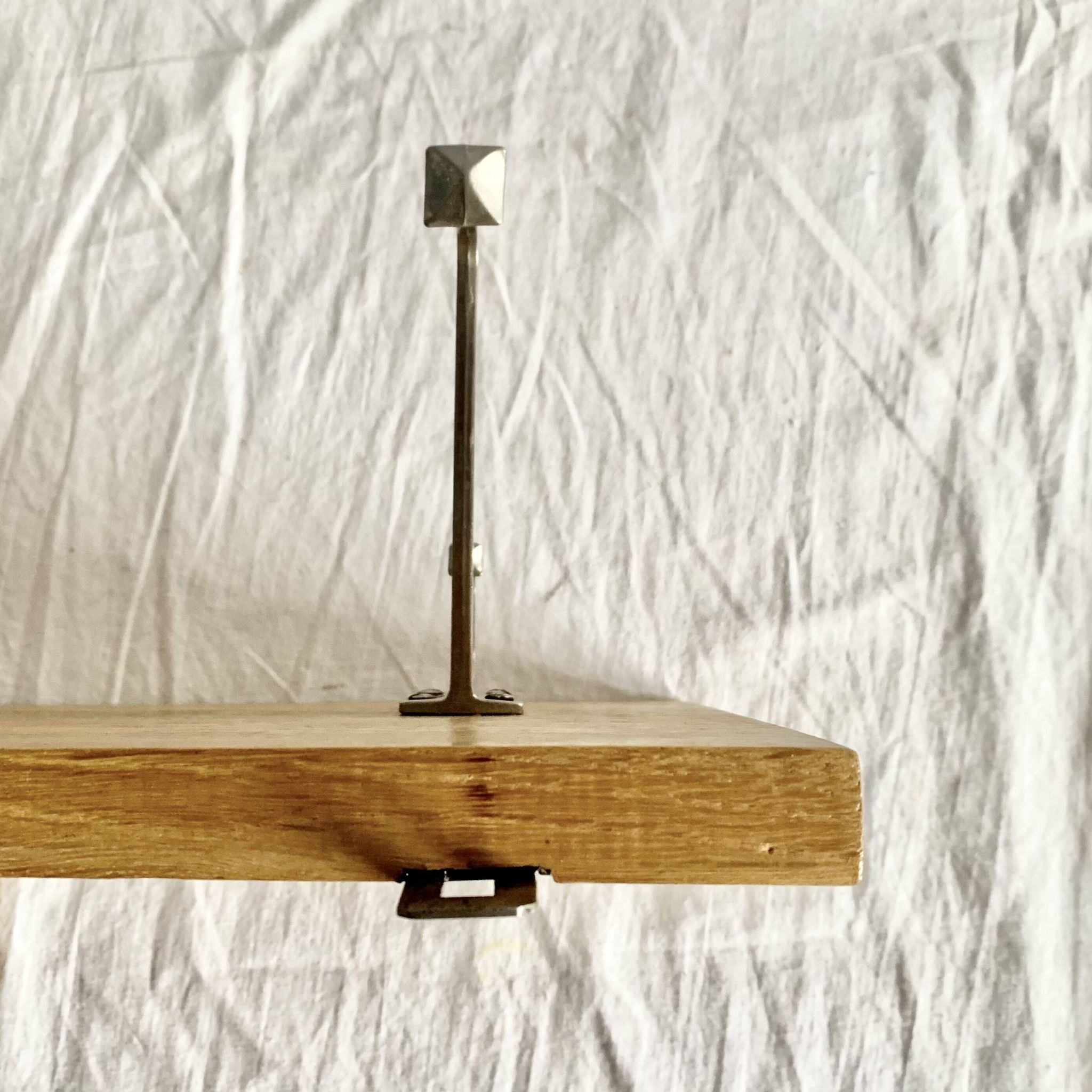 Vintage solid wood wall coat rack - 5 chrome-plated cast aluminum hooks