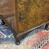 1930s English Burl Walnut Bedside Table