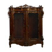 Mobilier d’exception pour cette bibliothèque de salon époque Napoléon III de forme galbée en acajou