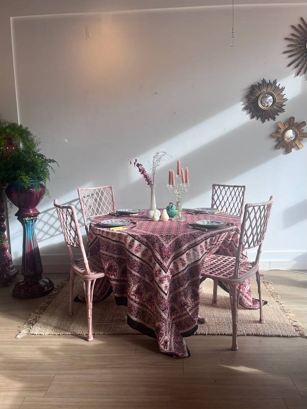 Ensemble de jardin en faux bambou avec table et 4 chaises