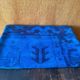 Electric Blue Vintage Turkish Rug Pillow, Hand-Stitched Wool Cushion